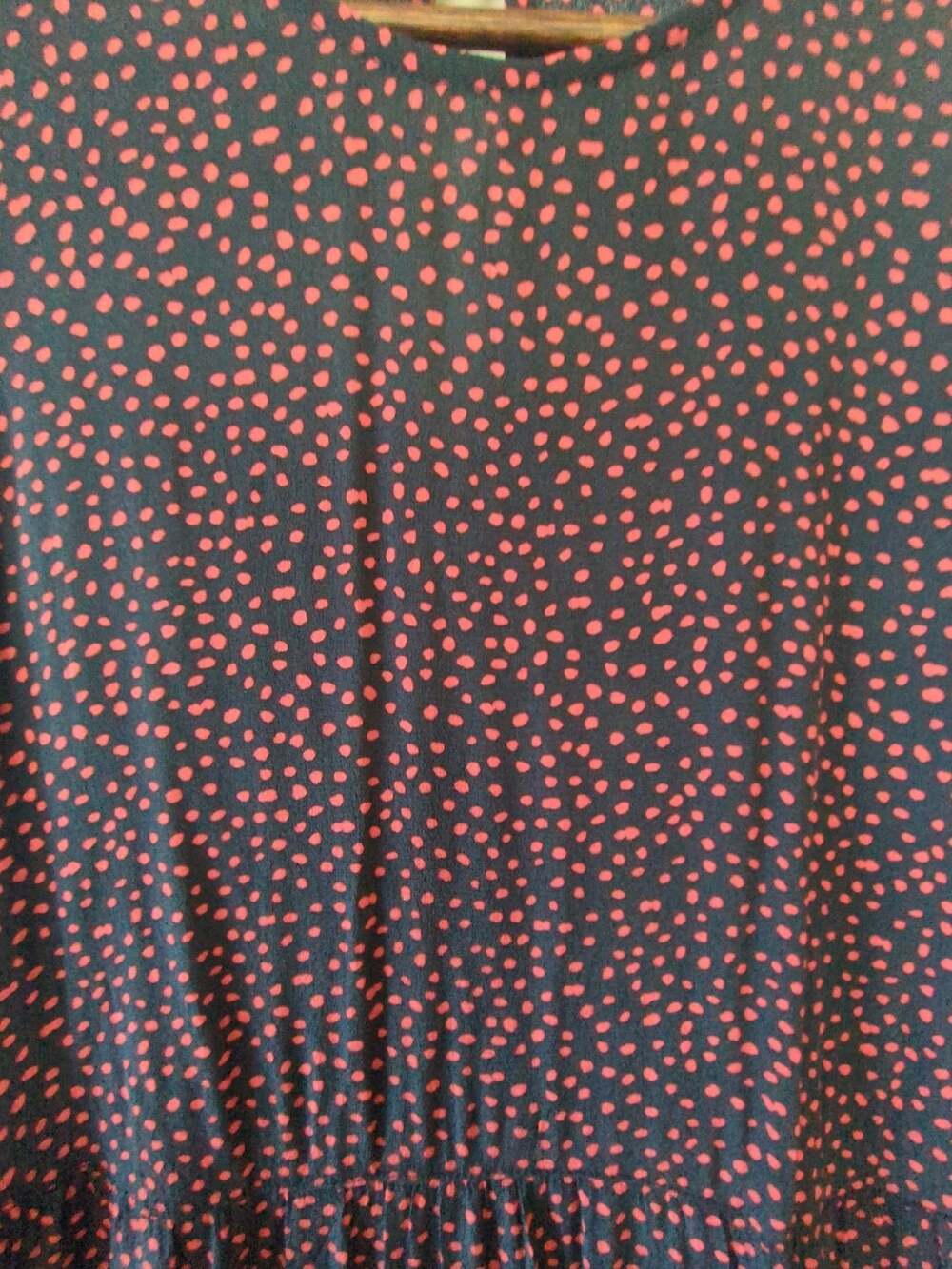 Free Assembly Tiered Maxi Dress Size XS Red Black Polka Dot Tie Sleeve - Picture 2 of 11